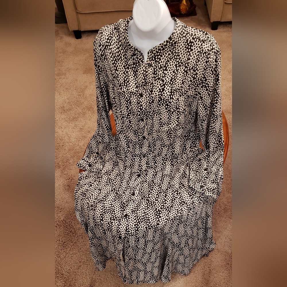 Who What Where black & white button down dress, size XXL - NEW